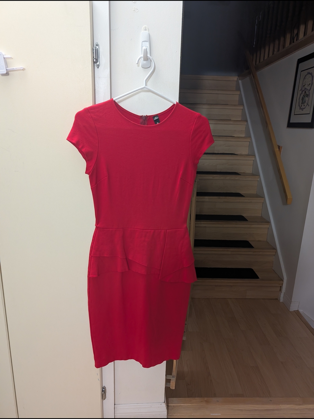 Design Lab Lord & Taylor Crimson Peplum Midi Dress
